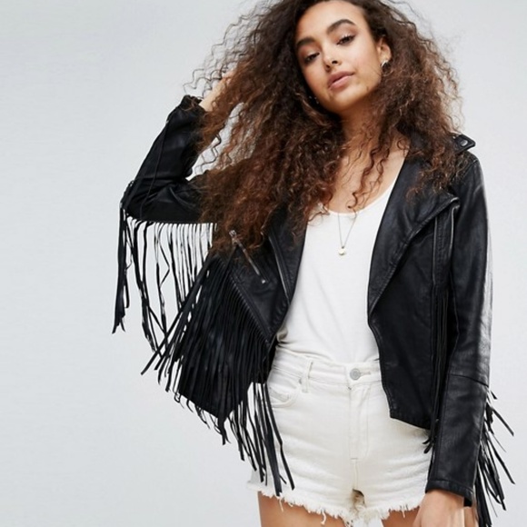 Blank NYC Jackets & Blazers - Blank NYC Vegan Faux Leather Moto Fringe Jacket
